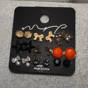 MRP (9) Pairs Stud Pierced Earrings